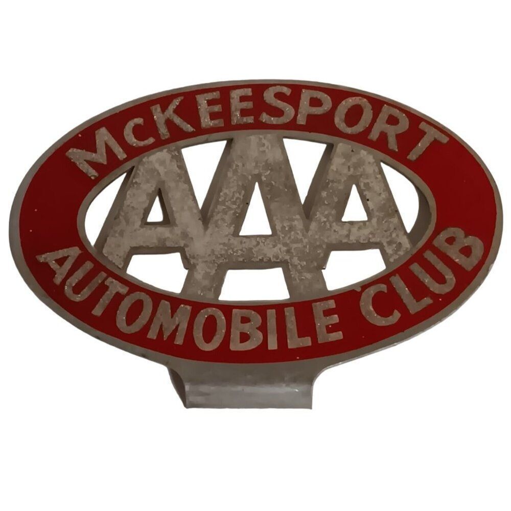 Vintage McKeesport AAA Automobile Club License Plate Topper Metal Emblem Sign